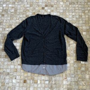 CLU Charcoal Cardigan Sweater with Bottom Detail NWOT